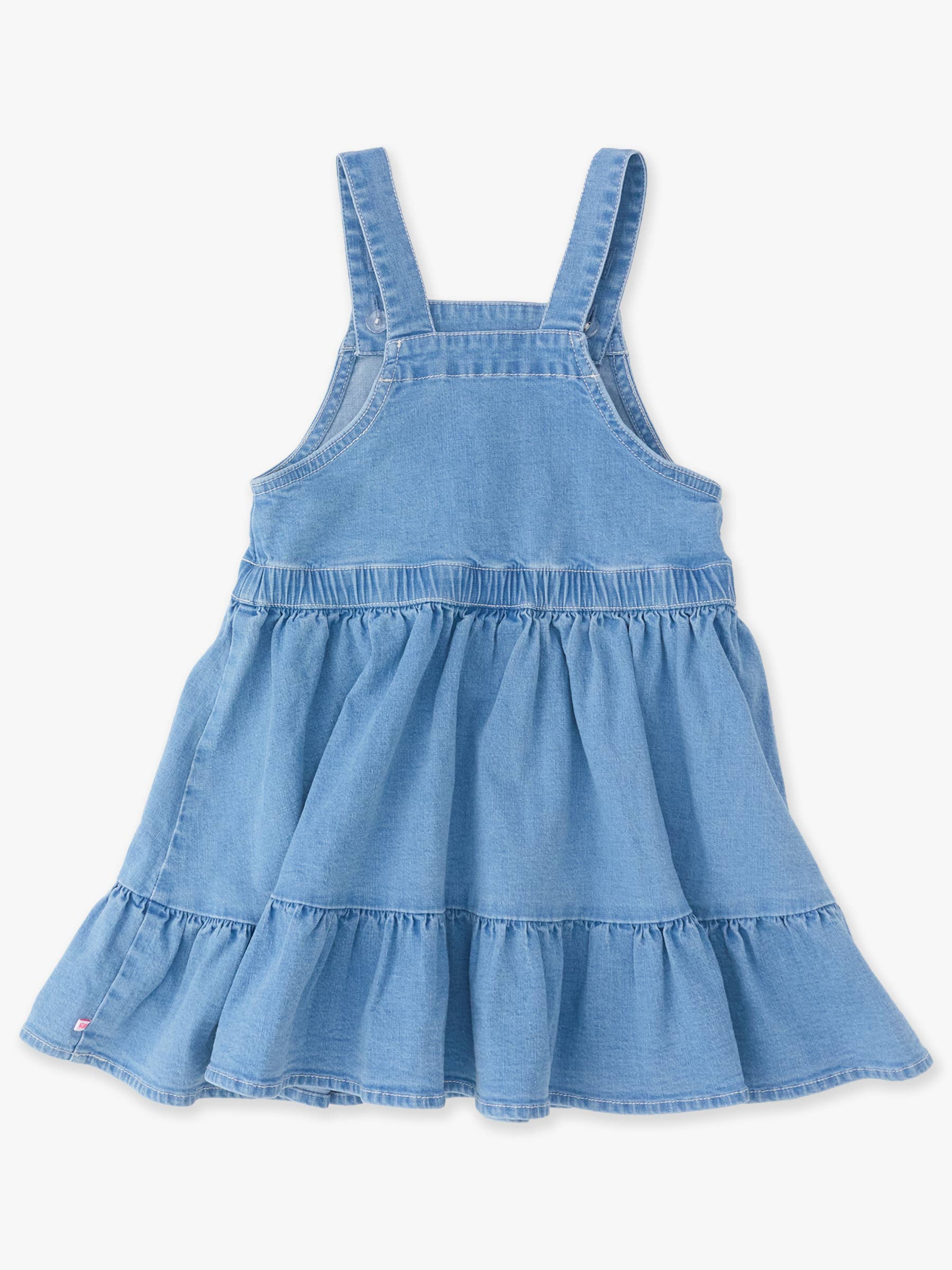 Light Wash Stretch Denim Overall Jumper Dress